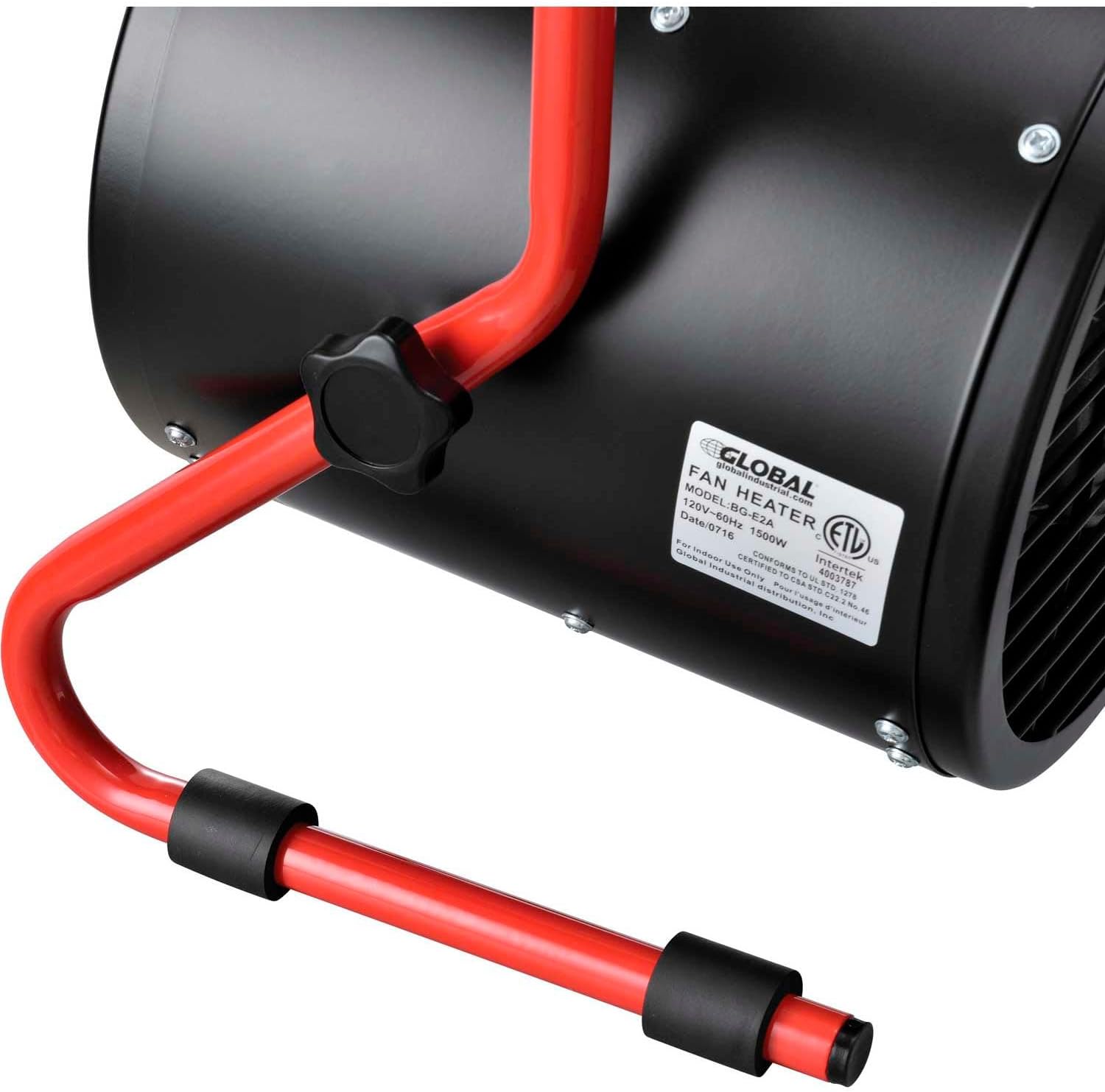 Global Industrial Portable Electric Space Heater With Built-in Thermostat | Ergonomic Handle, 5120 BTUs, 1500 Watt, 120V, For Garages, Warehouses