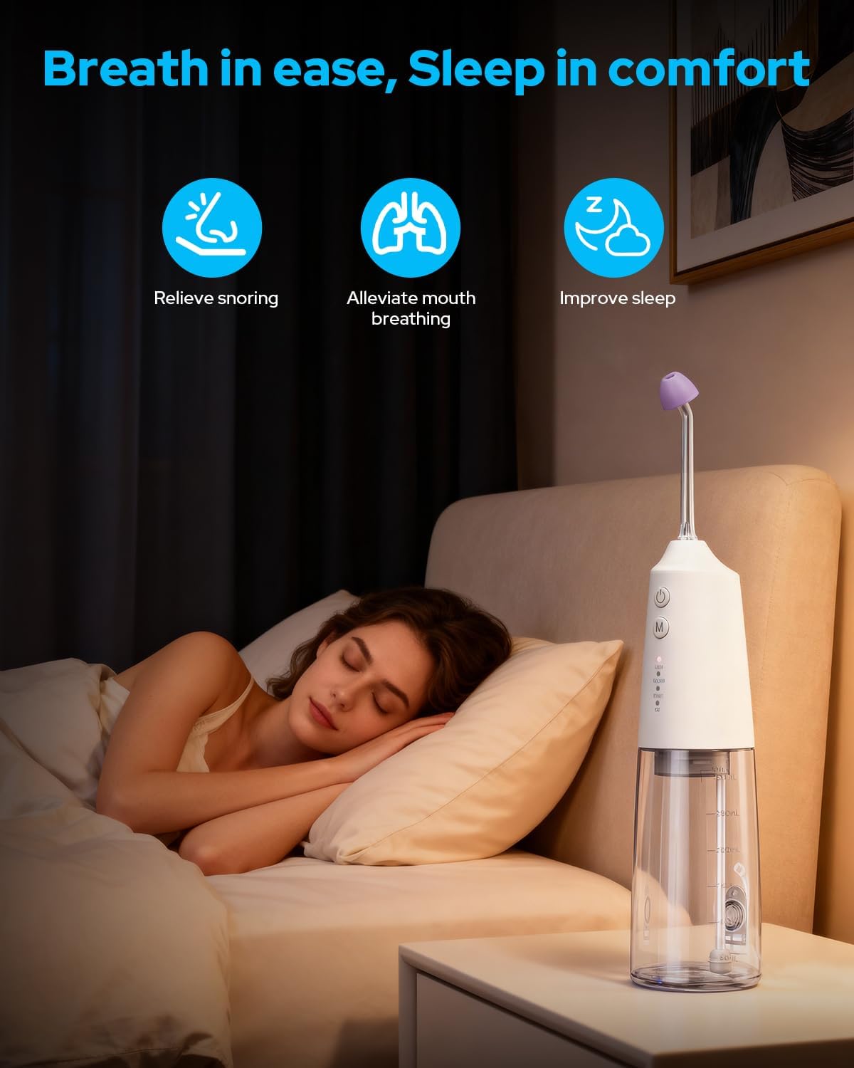 Nasal Irrigation System with 40 Saline Packets, 15s Quick Relief, Nettie Pot Sinus Rinse with 4 Speeds, 1000mah USB-C Charging