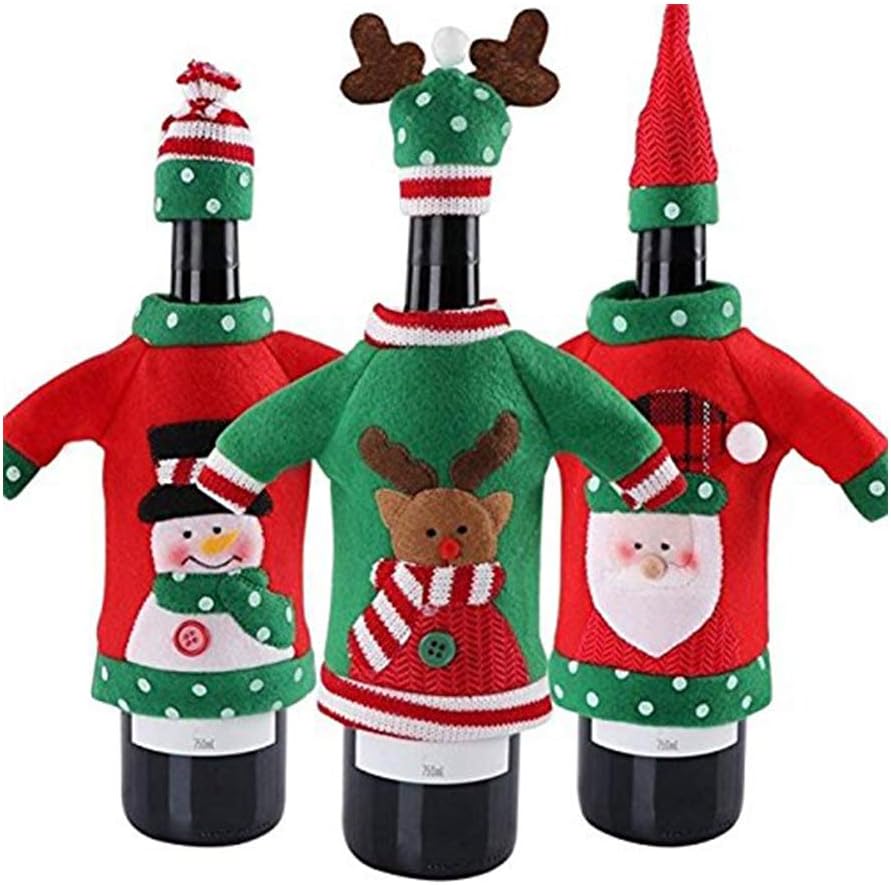 Ugly Christmas Sweater Wine Bottle Cover Set