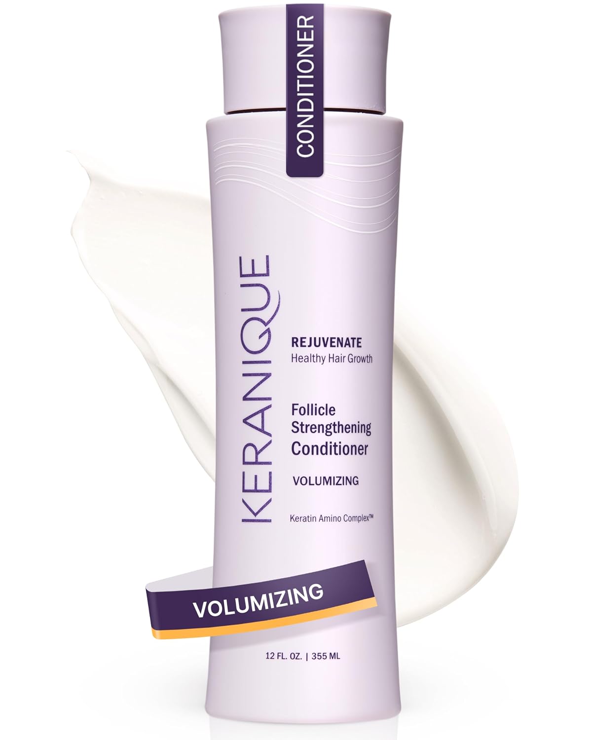 Keranique Volumizing Keratin Conditioner for Thinning Hair, Hair Regrowth | Keratin Amino Complex, Free of Sulfates, Dyes and Parabens, 8 Fl Oz | Volumizes Hair