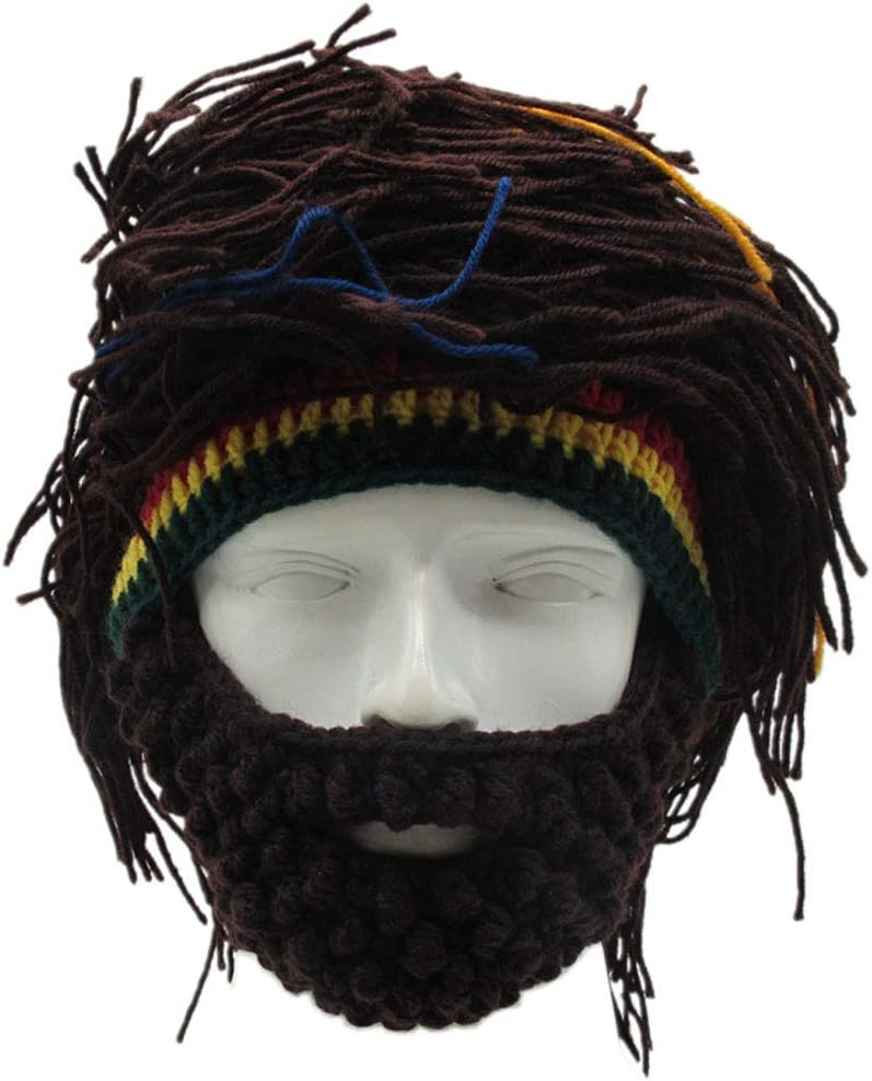 Creative Barbarian Knit Beard Hat Funny Knit Cap Wig Beanie Hats
