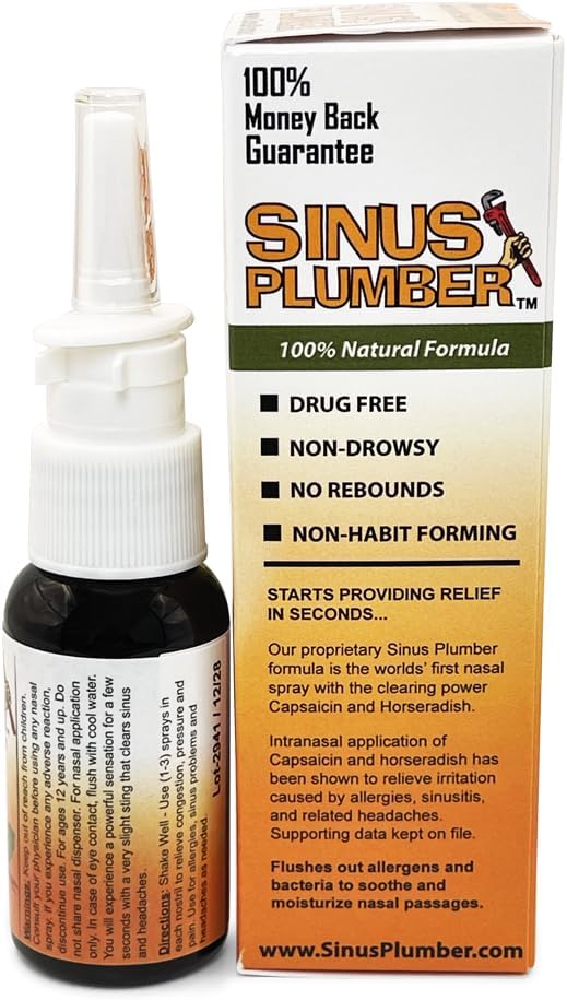 Sinus Plumber Pepper Nasal Spray – Natural Sinus & Allergy Support – Original Formula - 1 fl oz