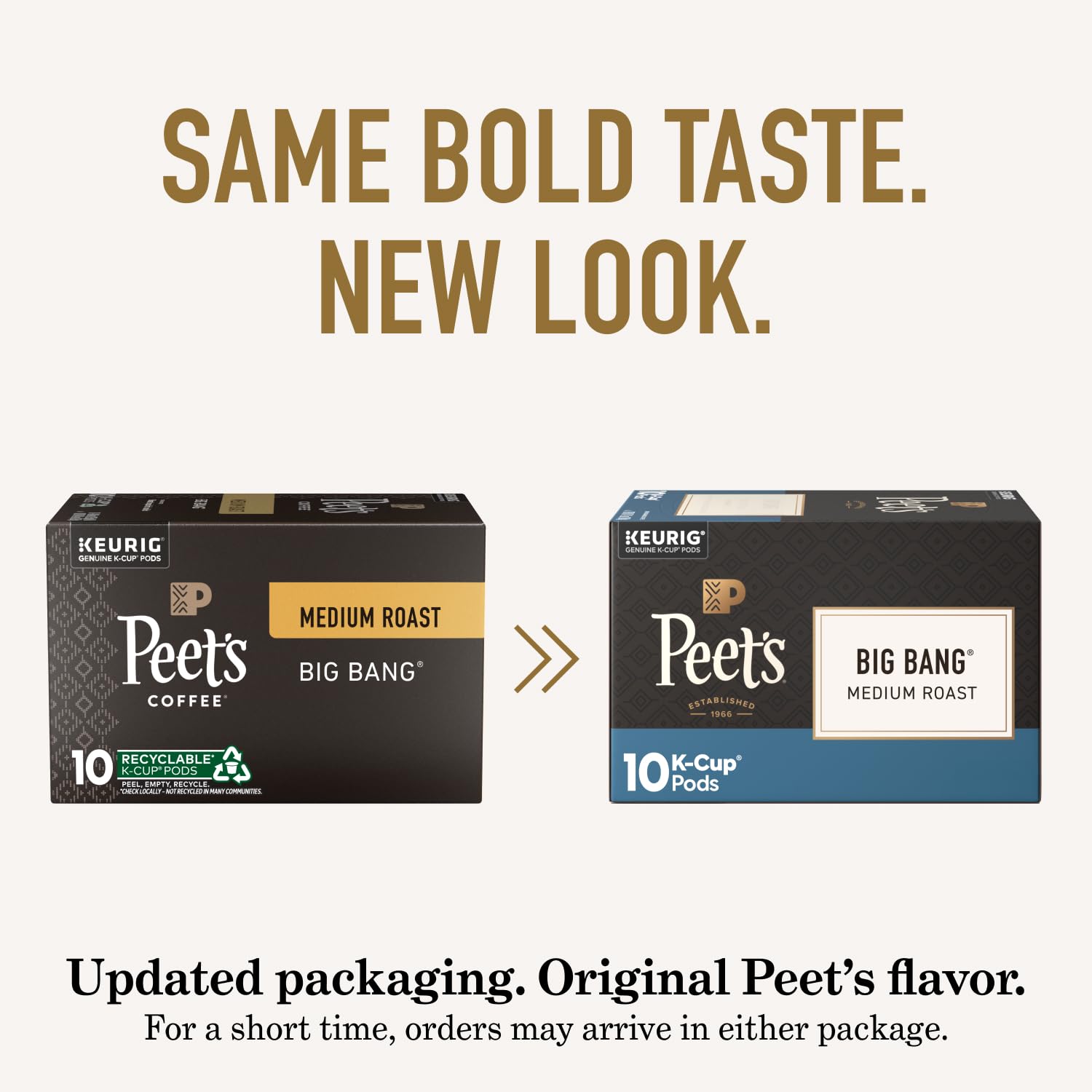 Peet's Coffee, Medium Roast Keurig K-Cup Pods, 100% Arabica Coffee - Big Bang 60 Count (6 Boxes of 10 K-Cup Pods)