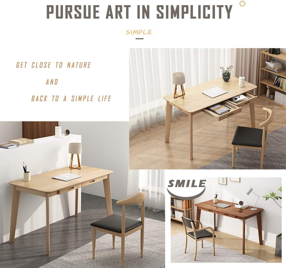 IOTXY Solid Wood Writing Desk - Home Office Laptop Computer Table, Walnut