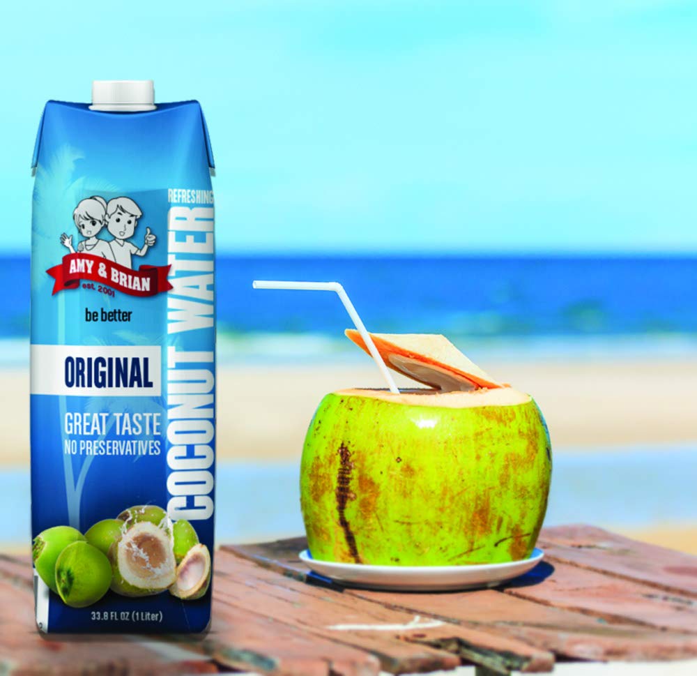 Amy & Brian Non-GMO Coconut Water, Original, 17.5 Fl Oz (Pack of 12)