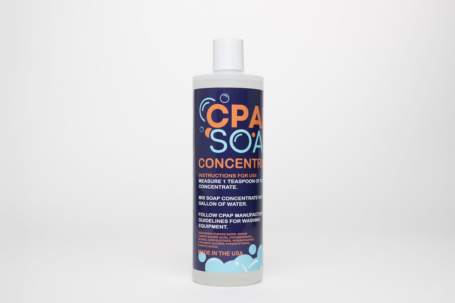 Concentrate, 16 Fl Oz Liquid Cleaning Solution for Mask, Hose, and Accessories - CPAP Cleaning Supplies - Alcohol, Fragrance