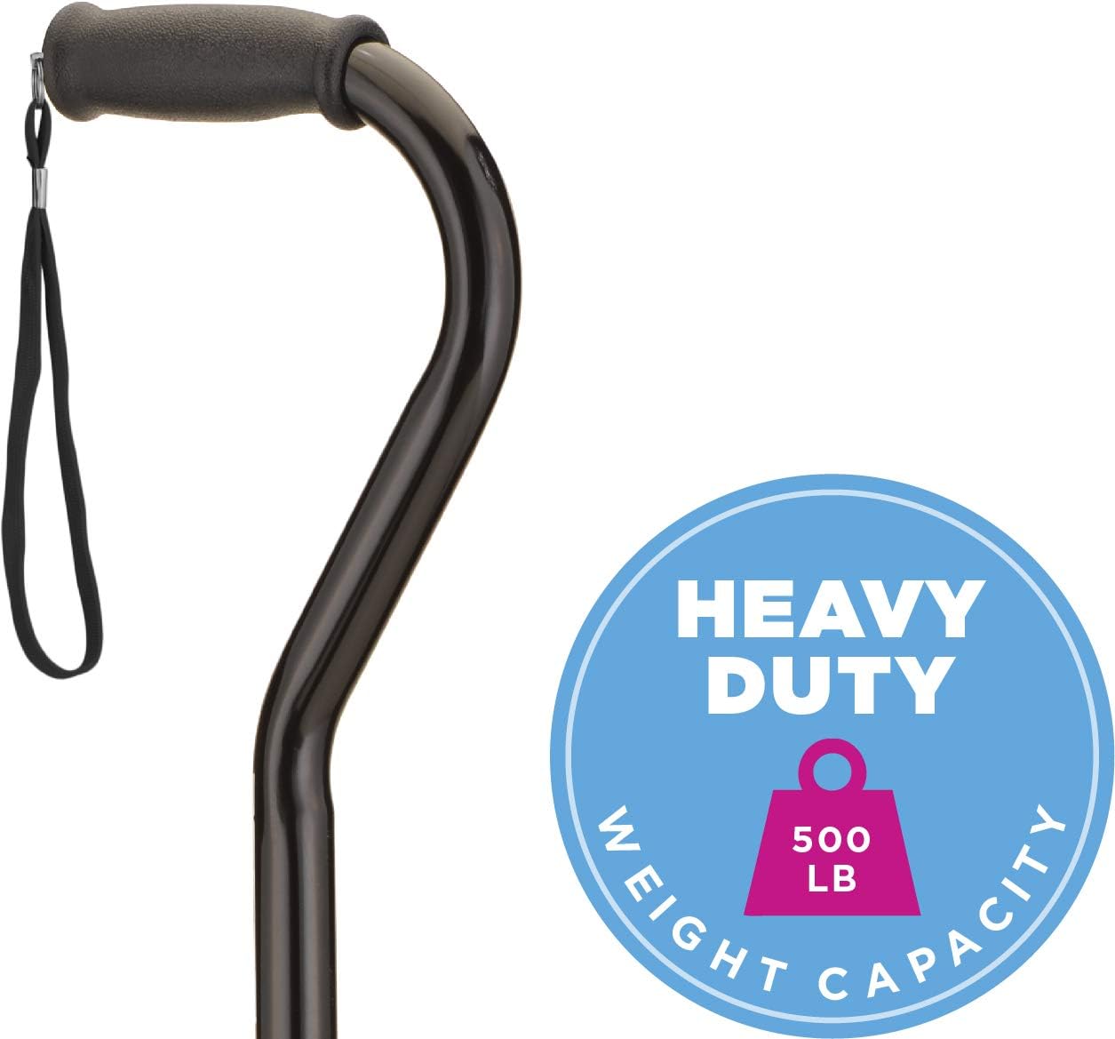 NOVA Heavy Duty Quad Cane with Large Base, 500 lb Weight Capacity Bariatric Walking Cane with Offset Handle, Adjustable Height Aluminum 4-Prong Cane, Right or Left Hand Use, Silver