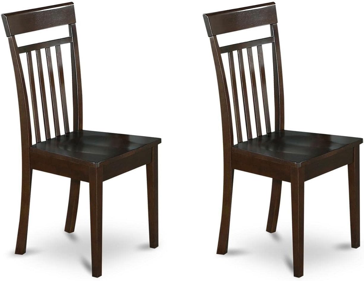 East West Furniture CAC-MAH-LC Capri Kitchen Dining Chairs - Faux Leather Upholstered Solid Wood Chairs, Set of 2, Mahogany