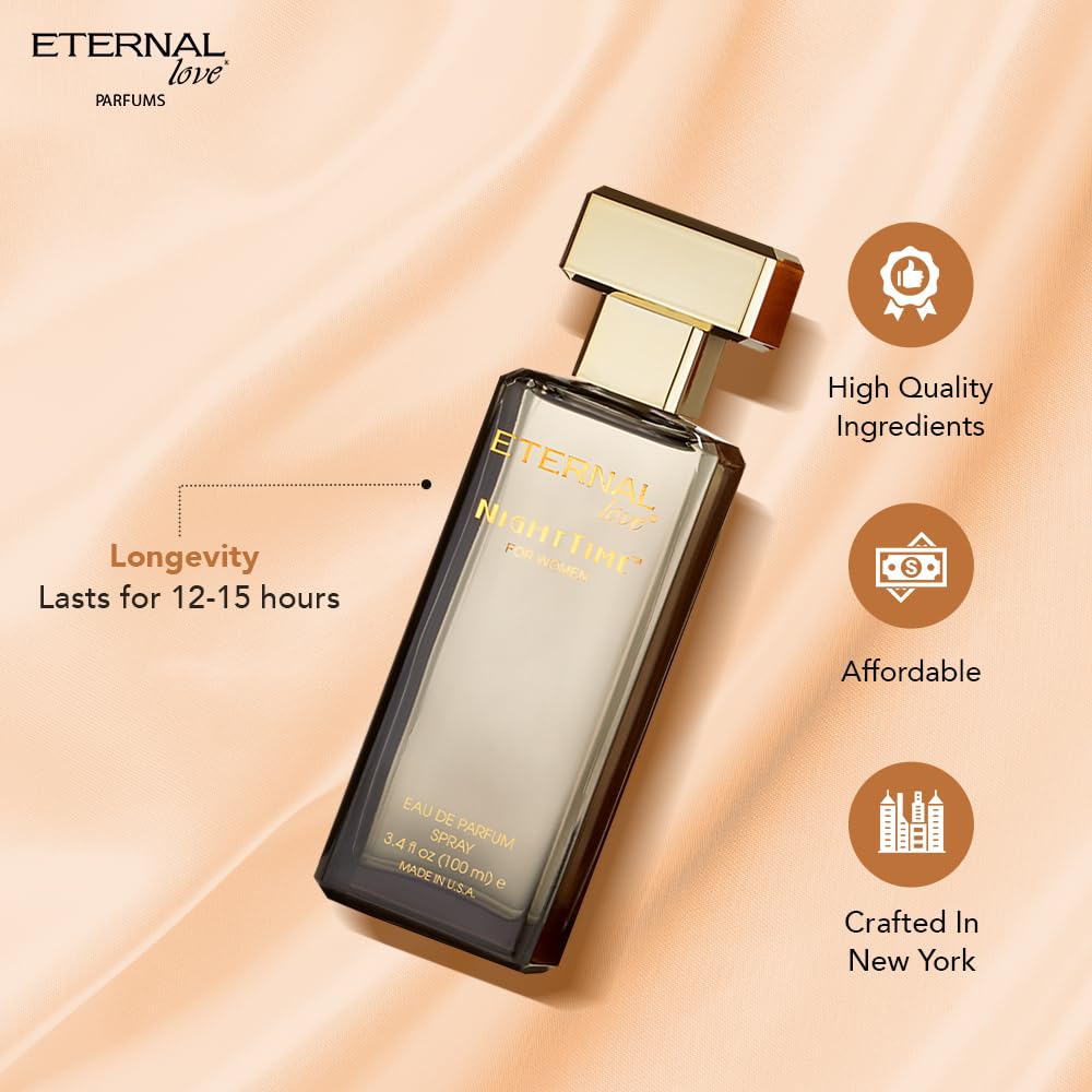 Eternal Love for Women - Long Lasting Eau de Parfum Spray - Premium Floral Fragrance with Peach & Sandalwood - Soft Feminine Scent - 3.4oz
