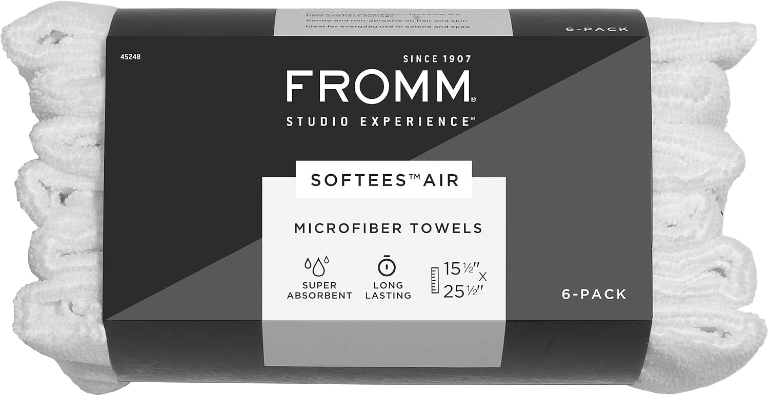 Fromm Softees Microfiber Hair Towels, Absorbent Salon Hair Towels for Hairstylists, Barbers, Spa & Gym, Fast-Drying, Ultra-Soft, Lint-Free, Multi-Purpose Towels, 16" x 29"- 10-Pack - Black