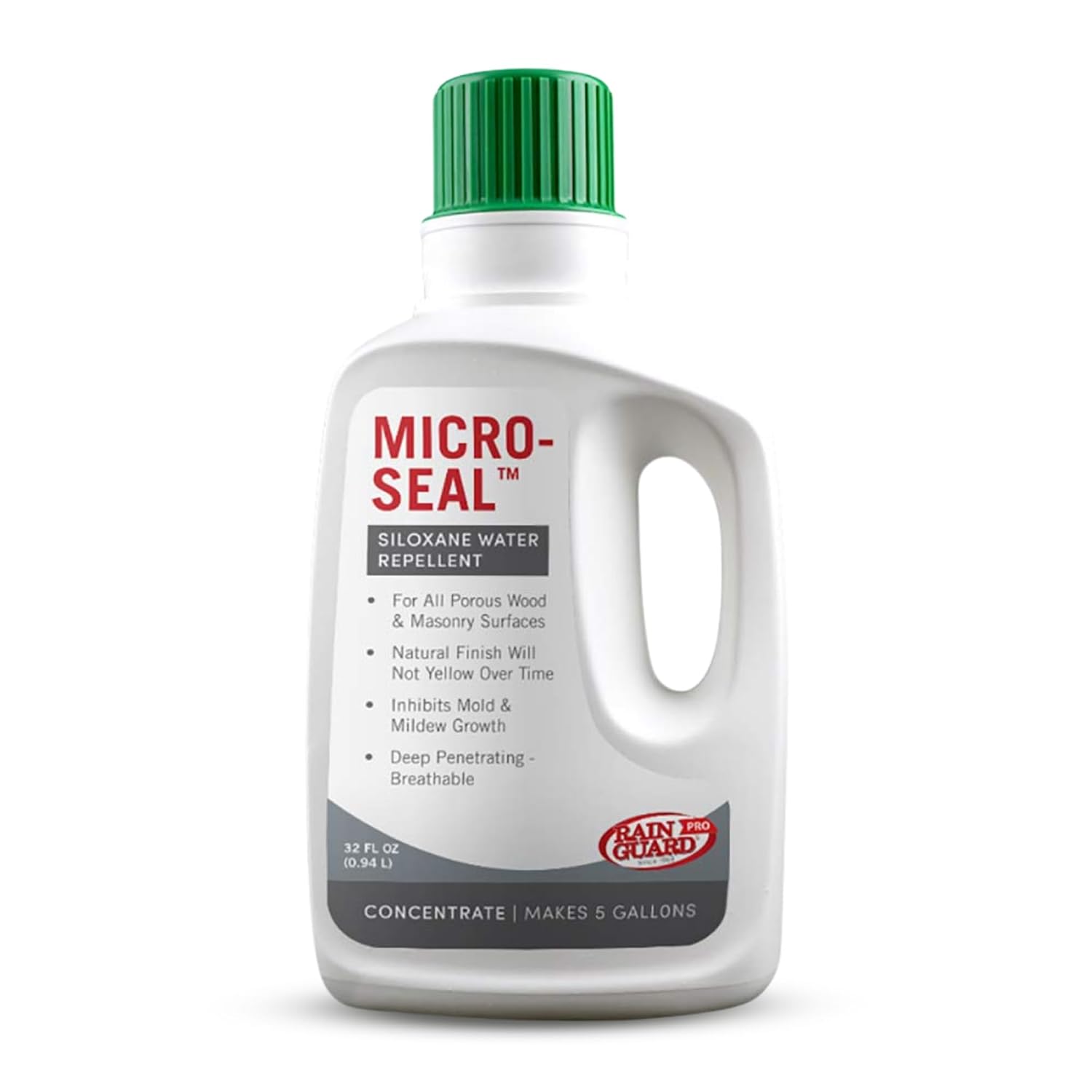Rainguard Pro Micro-Seal, Wood & Masonry Surface Sealer, 5 Gallons | For Water & Weather Damage, All Porous Surfaces, Silane Siloxane Water Repellent, Clear Natural Finish, Ready To Use