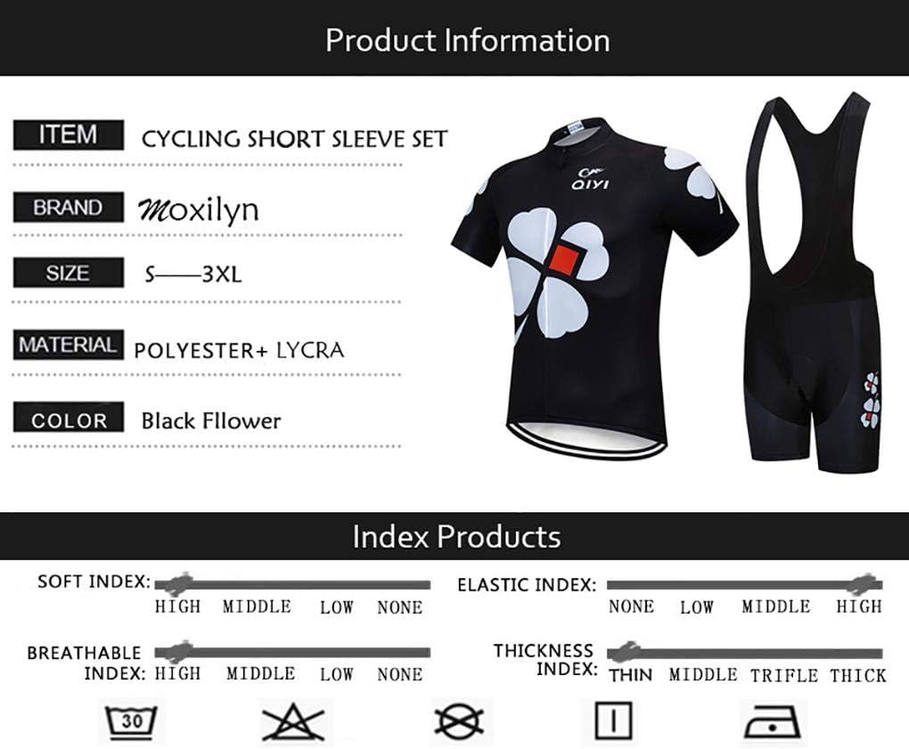 Men's Quick-Dry Cycling Jersey Set Road Bike Bicycle Shirt + Bib Shorts with 9D Gel Pad MTB Riding Clothing Kit