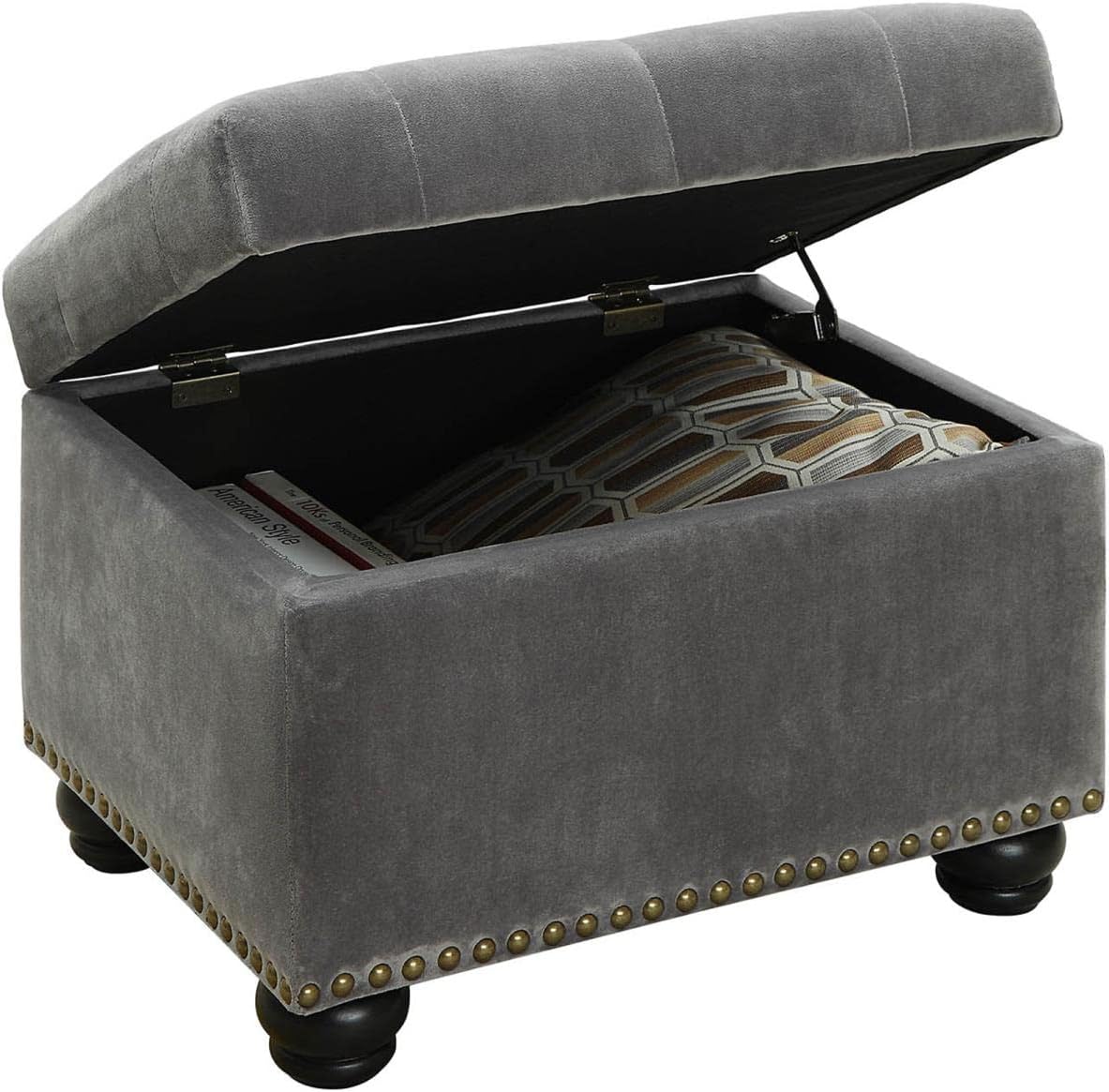 Convenience Concepts Designs4Comfort 5th Avenue Storage Ottoman 24" - Contemporary Foot Stool and Seat with Hinged Lid for Living Room, Dining Room, Office, Den, Espresso Faux Leather