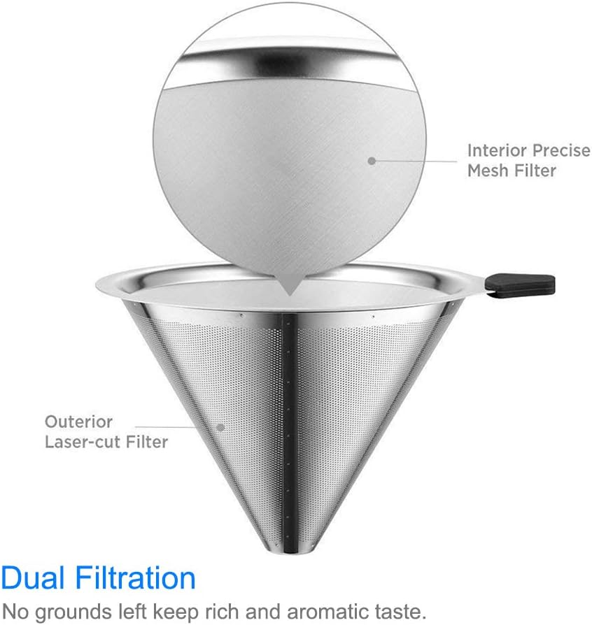 Boxtree Pour Over Coffee Maker Set with Reusable Stainless Steel Drip Filter Elegant Coffee Dripper Pot Glass Carafe & Permanent Stainless Steel