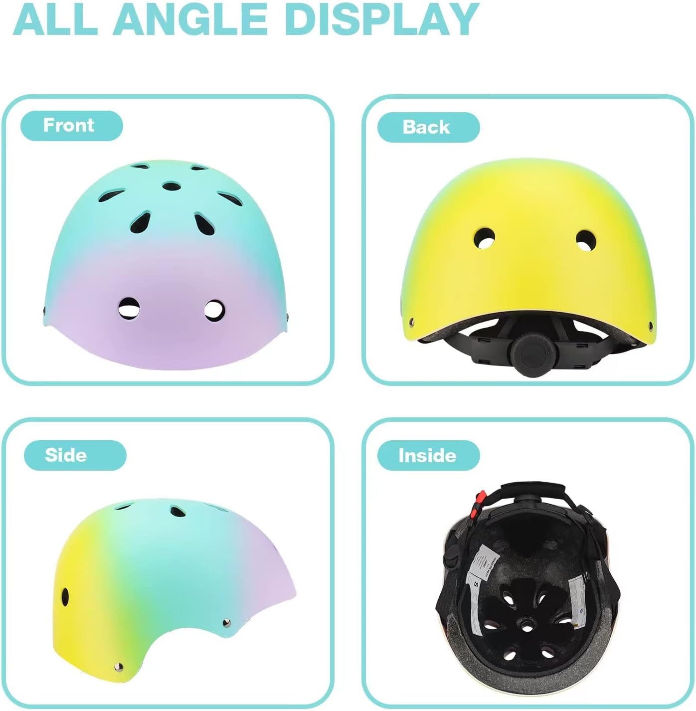 Color Gradient Adjustable Kids Bike Helmet Toddler Helmets for 3-5-8-14 Years Kids Girls Boys Youth Bicycle Helmet for Scooter Balance Bike Roller