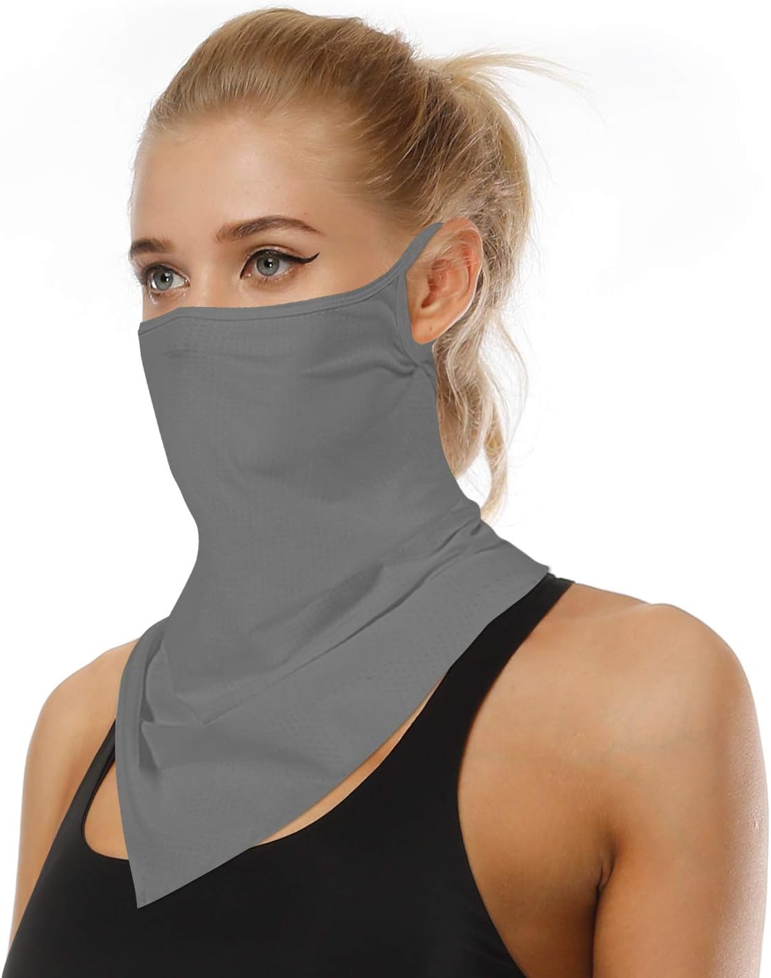 YAYOUREL Neck Gaiter Face Mask Bandanas for Men Women UV Face Scarf Cover Ear Loop Hole Facemask for Fishing Running Cycling