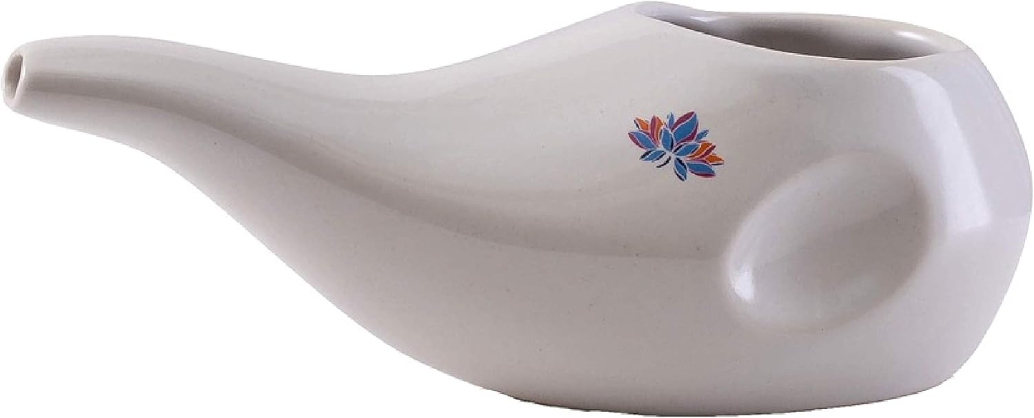 Best Rated Ceramic Neti Pot - Ergonomic Design and Hand-Made, Seafoam Green