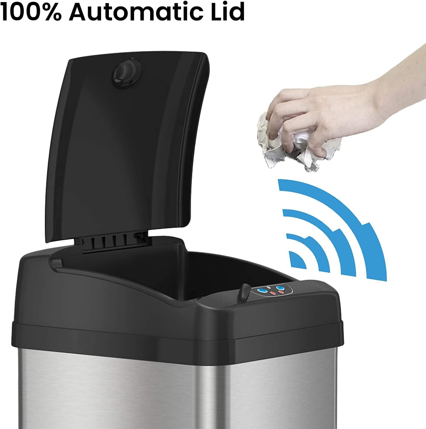 iTouchless 13 Gallon Automatic Sensor Touchless Trash Can with AC Adapter and Odor Control System Stainless Steel