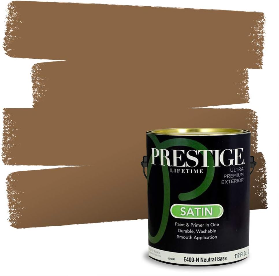 PRESTIGE Paints Exterior Paint and Primer In One, 1-Gallon, Satin, Comparable Match of Sherwin Williams* Relaxed Khaki*