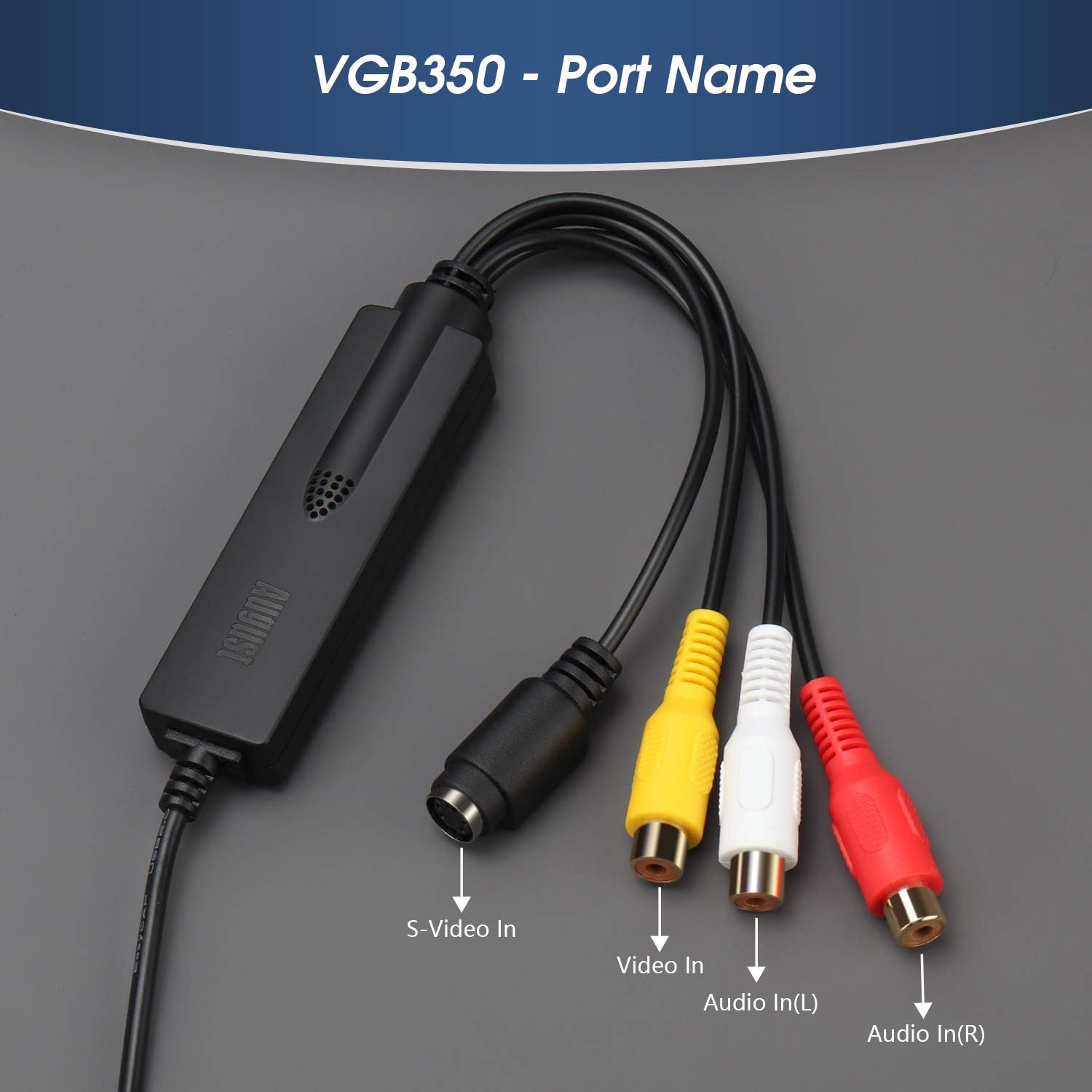 VHS to Digital Video Capture - August VGB350 - External USB Video Capture Card Video VCR to DVD Converter Transfer VHS Home Videos to PC Audio