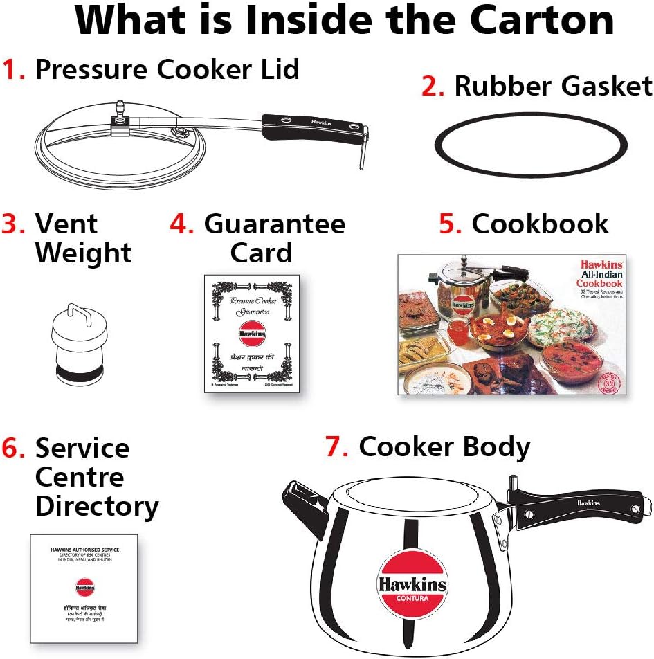 Hawkins 3.5 Litre Contura Pressure Cooker, Handi Inner Lid Cooker, Silver (HC35)