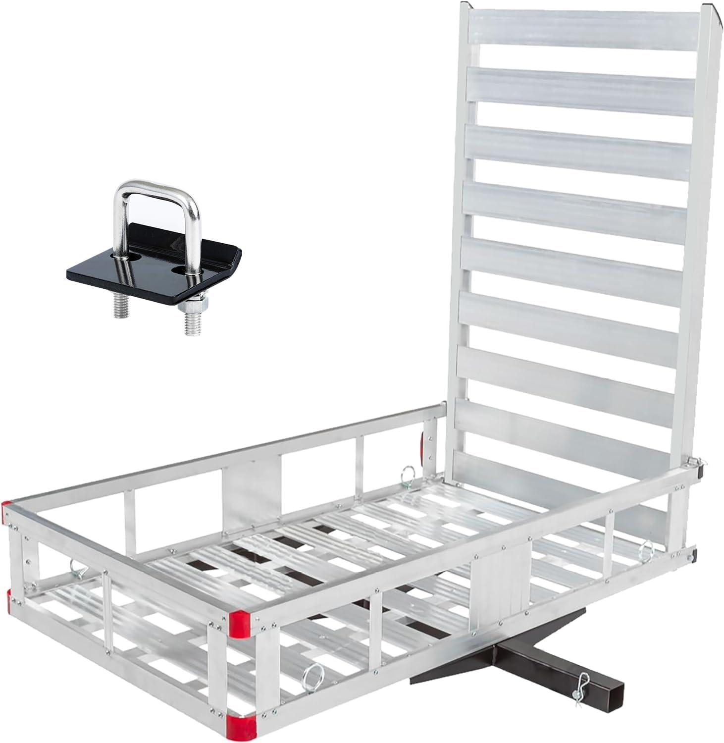 MaxxHaul 80779 Aluminum Hitch Mount Wheelchair/Mobility Carrier – 50" x 29.5" Cargo Basket with High Side Rails & 47" Ramp – Fits 2" Receiver
