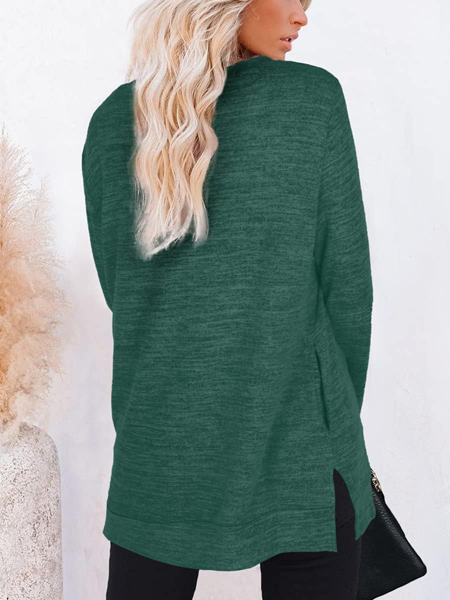 XIEERDUO Womens Casual Sweatshirts Long Sleeve Shirts Oversized With Pocket Tunic Tops S-3XL