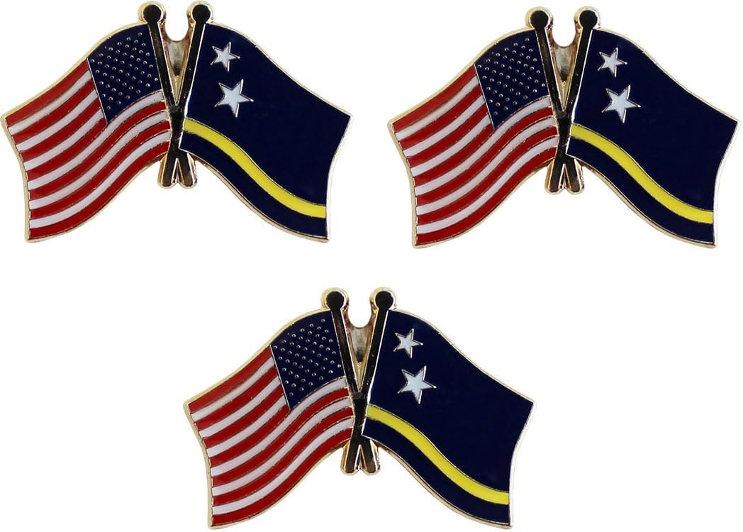 3 National Country Flag Crossed Enamel Flag Pins Pack of 3 Friendship Double Flags