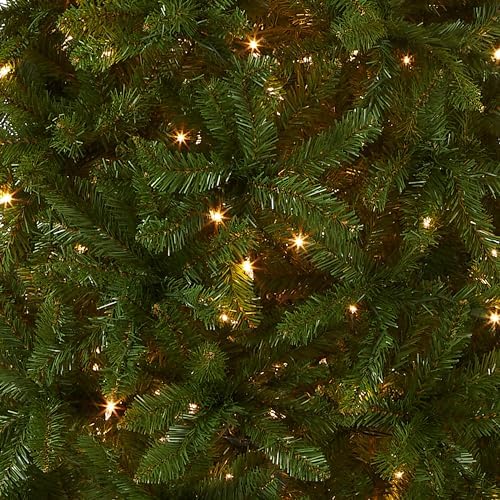 National Tree Company 7.5 ft Pre-Lit Kingswood Fir Slim Artificial Christmas Tree, 350 Warm White LED Lights, 1, 075 Tips, Includes Stand