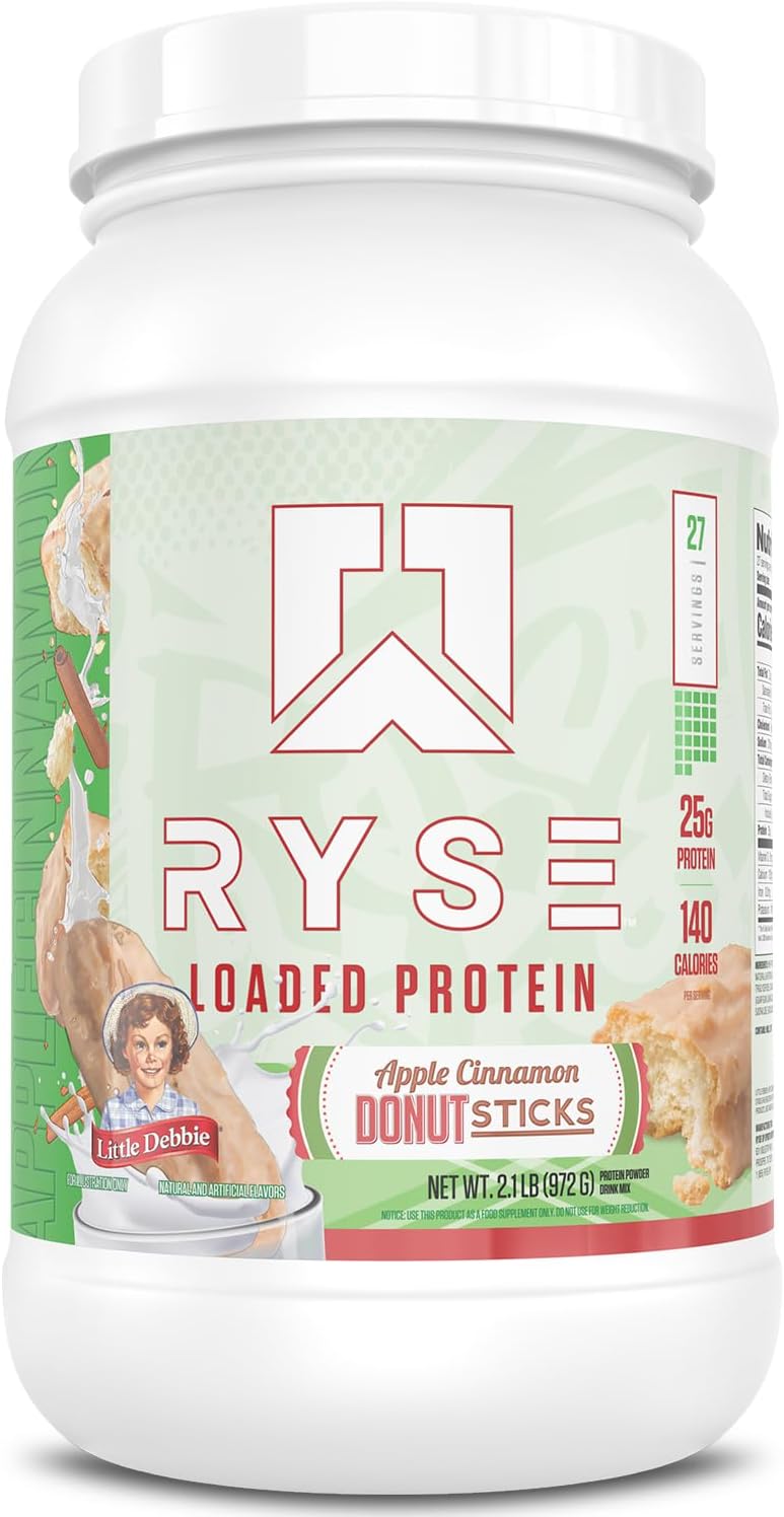 RYSE Loaded Protein Powder - Peanut Butter Cup - 25g Whey Protein Isolate & Concentrate with Prebiotic Fiber & MCTs - Low Carb, Low Sugar