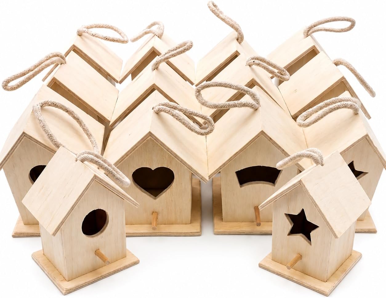 12 Pack DIY Bird House Kits for Kids to Paint, Unfinished Wooden Birdhouse | Bulk Birdhouses for Adults, Fully Assembled Ready to Decorate