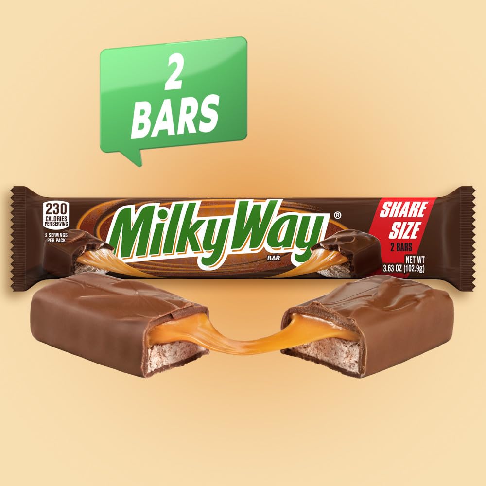 MILKY WAY Milk Chocolate Candy Bars Snacks, Bulk Candy Bars, 3.63 oz 24ct | Milk chocolate candy bars with caramel and nougat; bulk chocolate candy snacks, bulk candy bars, 3.63 oz share size