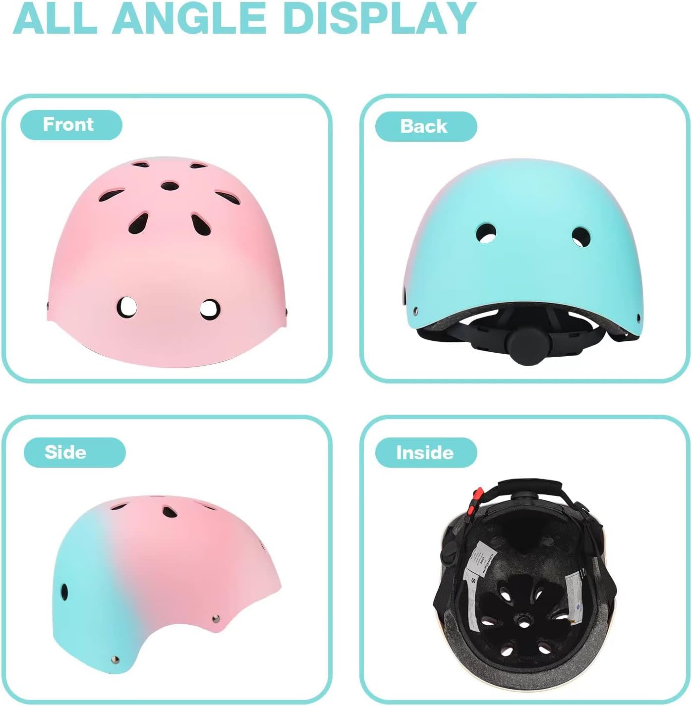 Color Gradient Adjustable Kids Bike Helmet Toddler Helmets for 3-5-8-14 Years Kids Girls Boys Youth Bicycle Helmet for Scooter Balance Bike Roller