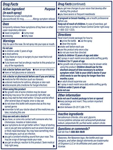 Nasonex Children's 24HR Allergy Nasal Spray, Non-Drowsy, Scent-Free Mist, Allergy Symptoms + Nasal Congestion, Full Prescription Strength, 60 Sprays