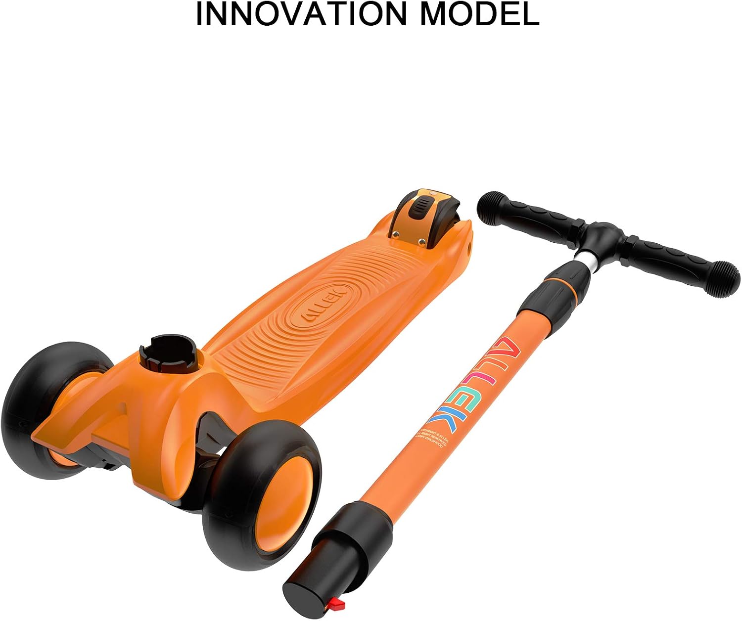 Allek Kick Scooter B03, Lean 'N Glide 3-Wheeled Push Scooter with Extra Wide PU Light-Up Wheels