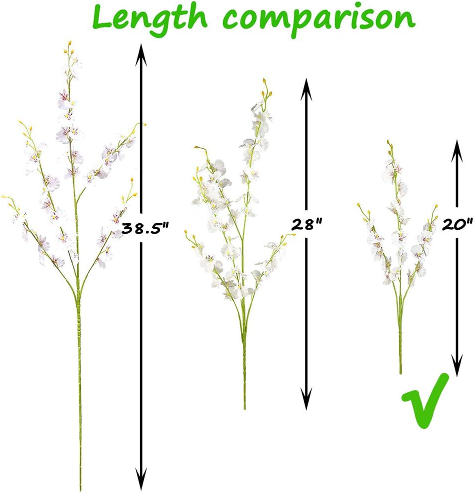 Yellow Artificial Flowers Orchids Silk Fake Flowers in Bulk, 12 Pcs (Each 38.5”), for Wedding Festive Party Home Office Decoration, No Include Vase