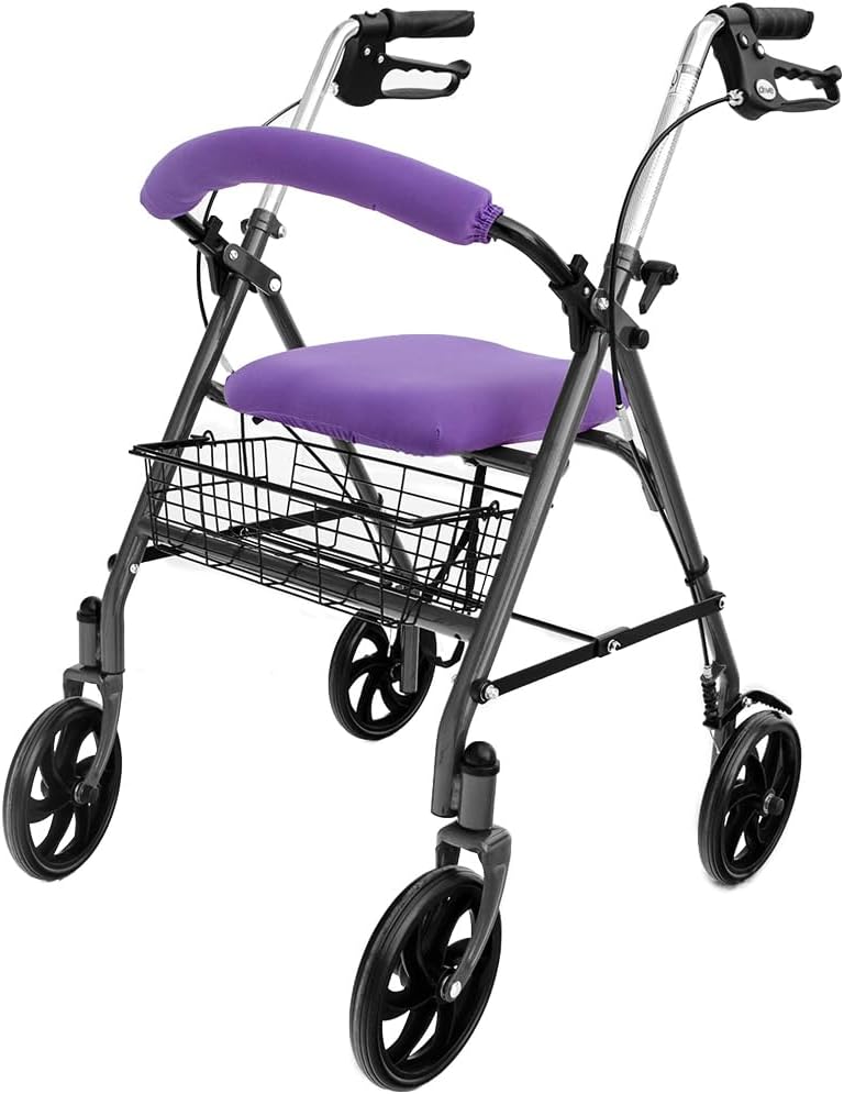 Top Glides Playful Purple Universal Rollator Walker Seat and Backrest Covers (Purple)