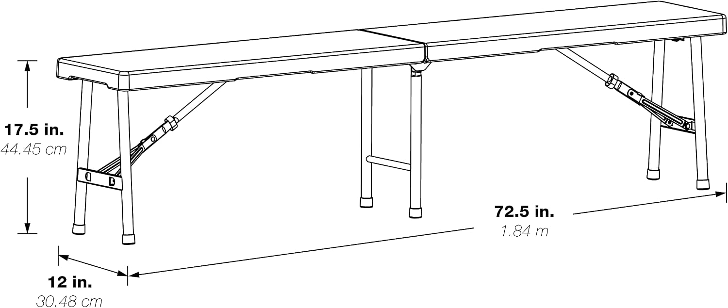 Office Star Resin Furniture for Indoor or Outdoor Use, Single, Fold in Half 6 Foot Bench