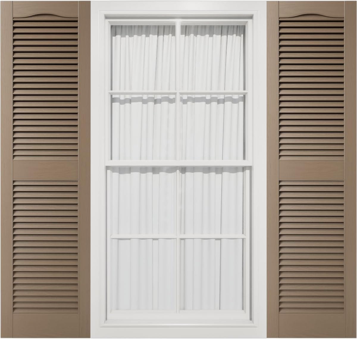 Mid America 00011455002 Standard Size Cathedral Top Center Mullion, Open Louver Vinyl Shutter, w/Installation Shutter-Lok's & Matching Screws (Per Pair), 002, 14 1/2"W x 55"H, Black