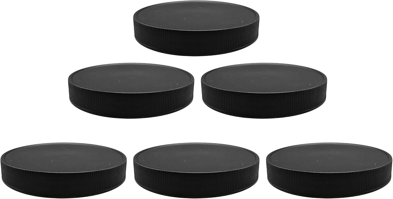 1 Pack - 128 oz (1 Gallon) Plastic Storage Jars with 110-400 Leak Proof Black Lids, Food Grade, BPA Free, Hand Wash Only (128oz, BLK, 1PK)