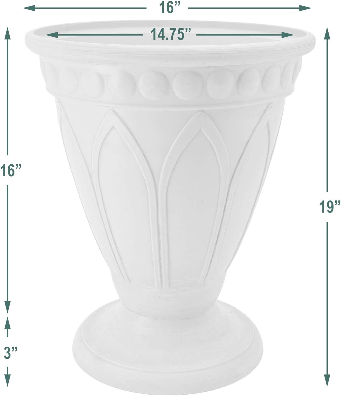PSW HU40BK Bristol Urn Planter, 16 by 18-Inch, Black
