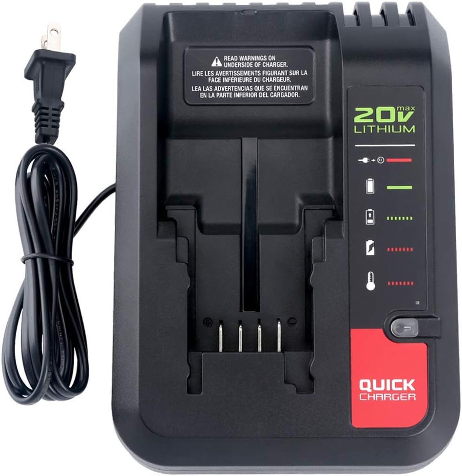 Lasica 20V Max Charger Compatible with Black & Decker 20v Battery and Compatible with Porter-Cable 20v Battery LBXR20 LBXR2020 PCC681L PCC685L