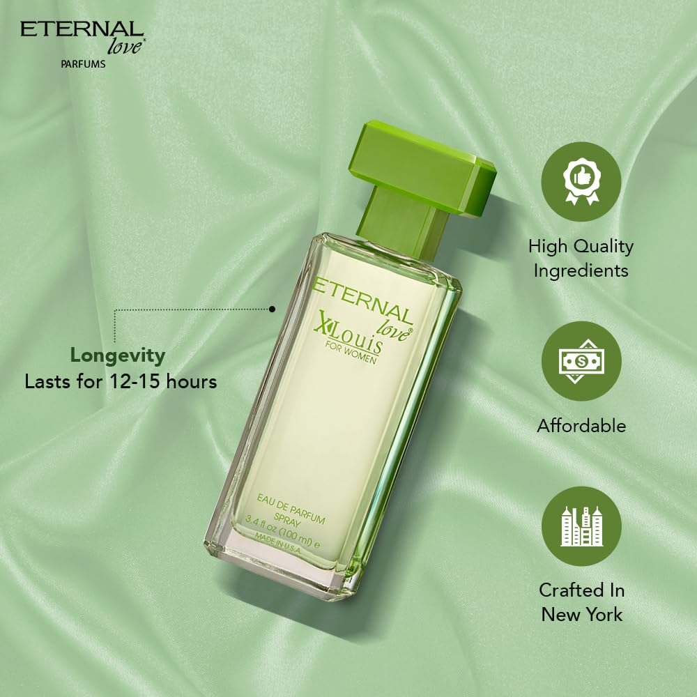 Eternal Love for Women - Long Lasting Eau de Parfum Spray - Premium Floral Fragrance with Peach & Sandalwood - Soft Feminine Scent - 3.4oz