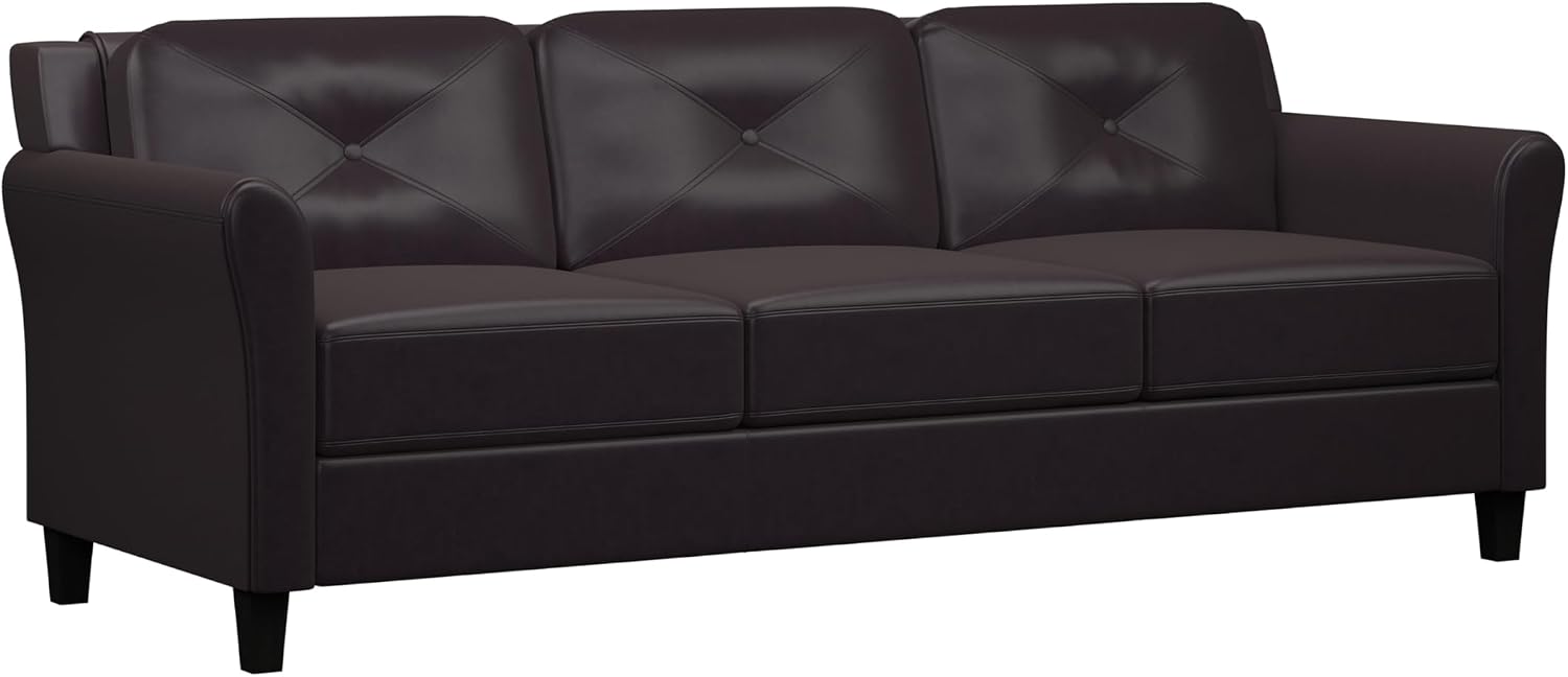 Studio Living Harrington 57.9" Loveseat, Transitional Modern, Pocket Coil Comfort, Easy Assembly, Microfiber Fabric, Dark Grey