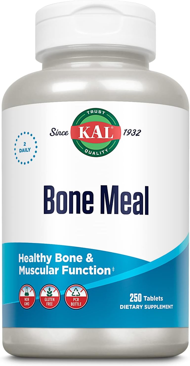 KAL Bone Meal Tablets, Calcium Supplement w/Magnesium, Vitamin D3 and K, Bone Health, Muscle and Nerve Function Support, Rapid Disintegration