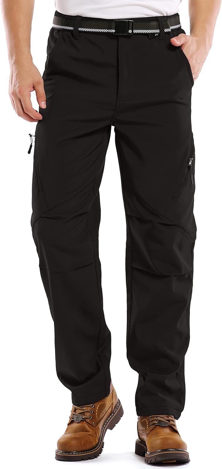 Men's Waterproof Pants Fleece Lined Insulated Winter Hiking Ski Snow Pants