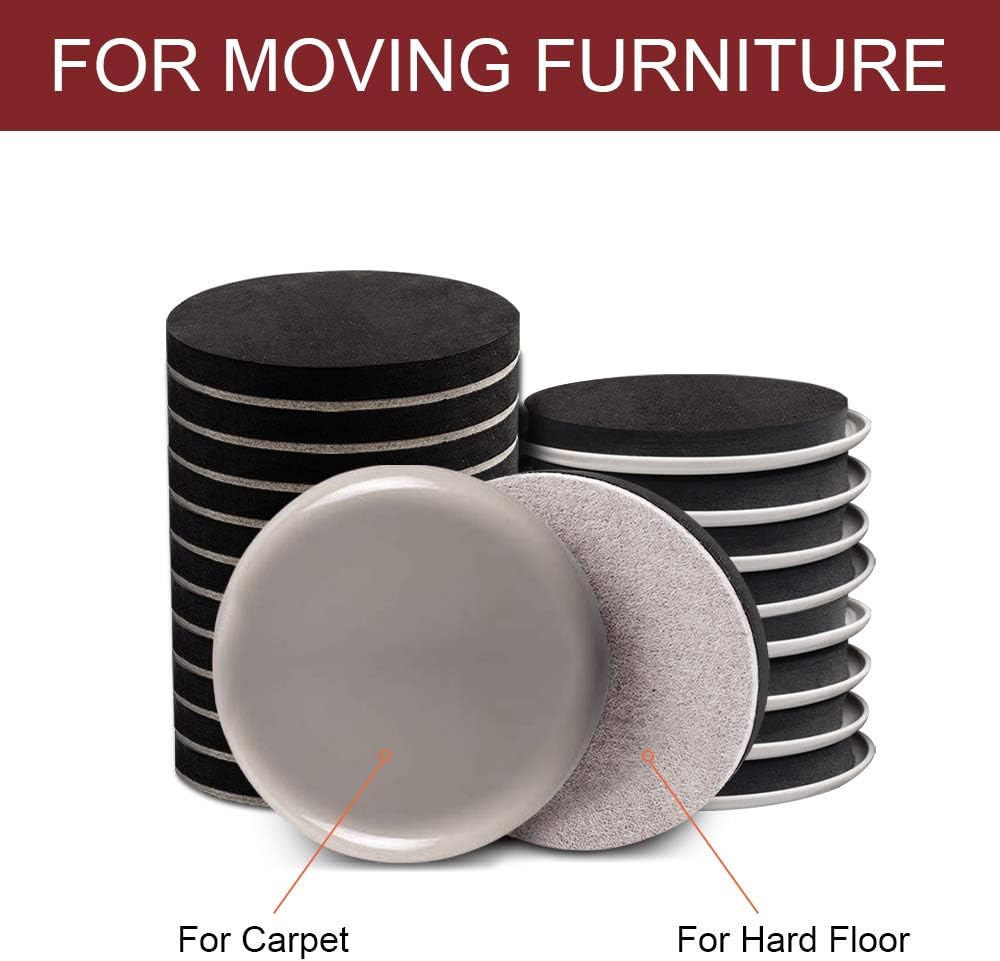 Yelanon Felt Furniture Sliders 20 Pcs 3.5" Round for Hardwood & Tile