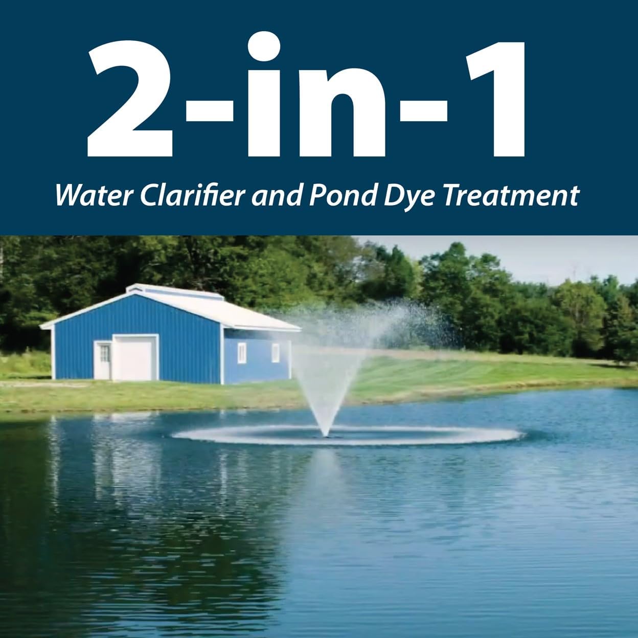 Airmax Pond Dye Plus, Nature's Blue Pond & Lake Water Colorant, 1 Gallon | Natural beneficial bacteria clarifier shades plants and algae from sunlight; fish and livestock safe