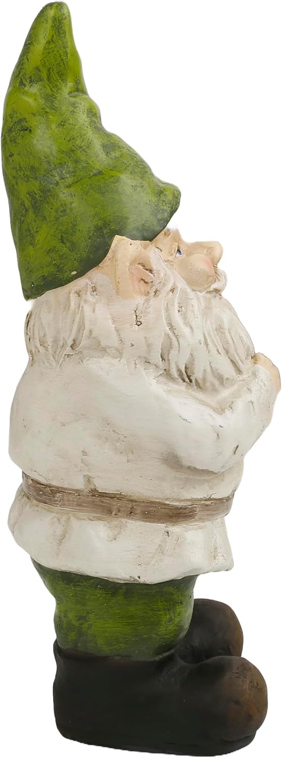 Alpine Corporation 12" Tall Traditional Outdoor Garden Gnome Yard Statue Decoration