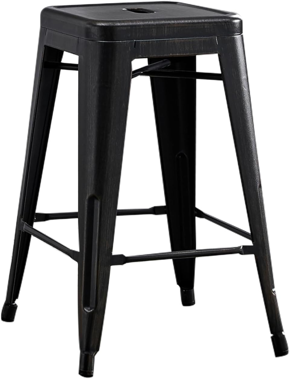 AC Pacific 30” Metal Barstool Set of 2 – Country Rustic Style with Low Back, Lightweight & Sturdy Build, Easy Assembly – Matte Black